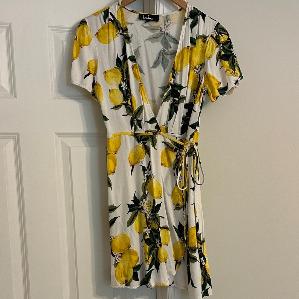 Lulu's Yellow Lemon Print Mini Dress